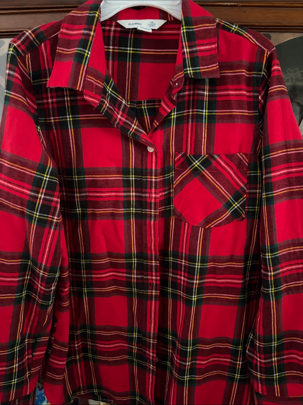Old Navy Red and Black Plaid Kids Pajama Top